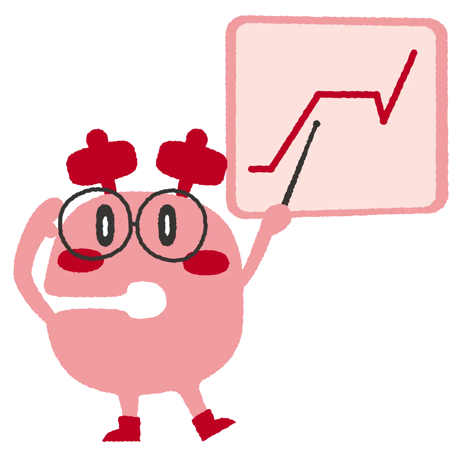 チャートを指差すこづっちのイラスト