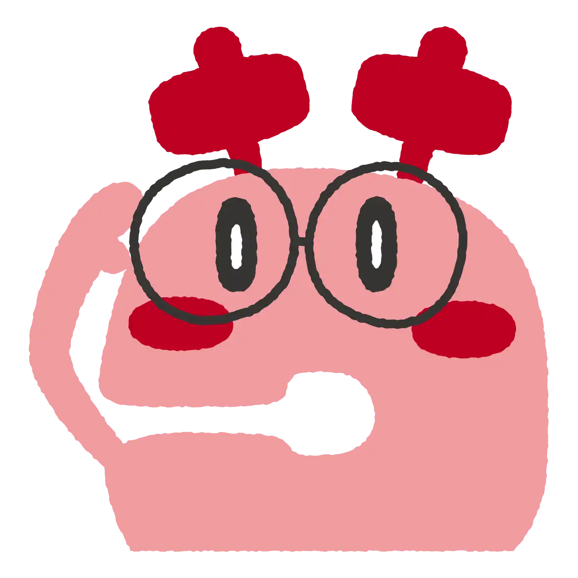 メガネをかけたこづっちが敬礼しているイラスト