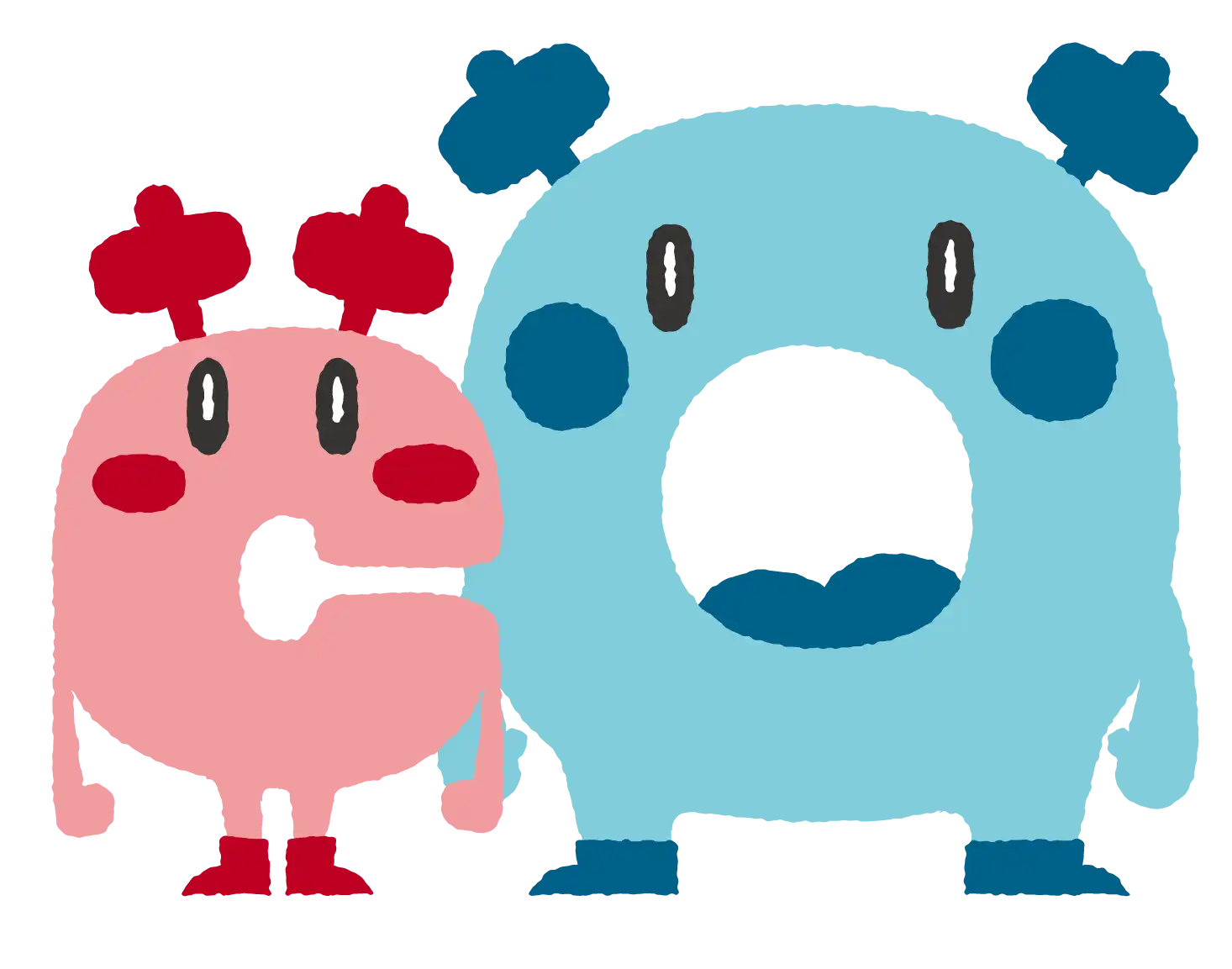 こづっちとおおづっちが並んでいるイラスト